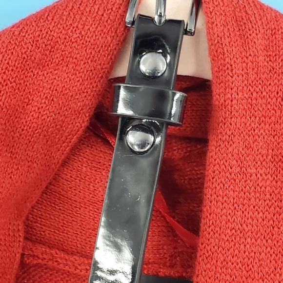 NWT R&K red knit dress with black belt Lg - Picture 9 of 16